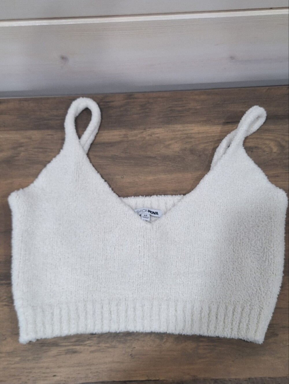 Fashion Nova Cream Textured Knit Cropped Tank